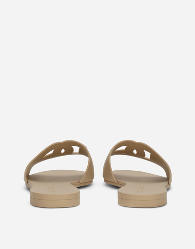 Dolce & Gabbana Cut-out Dg Rubber Sandals In Beige