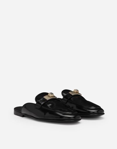 Shop Dolce & Gabbana Brushed Calfskin Mules In Black
