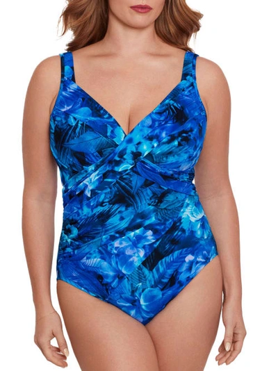 Shop Miraclesuit Plus Size Souse Marine Revele Underwire One-piece In Blue,multi