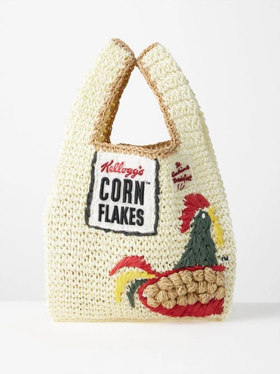 Anya Hindmarch Corn Flakes Woven-paper Tote Bag In White Multi 