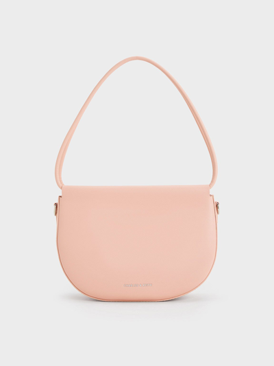 Shop Charles & Keith Elora Curved Top Handle Bag In Pink