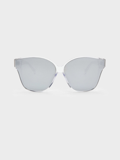 Shop Charles & Keith Recycled Acetate Classic Square Sunglasses In Clear