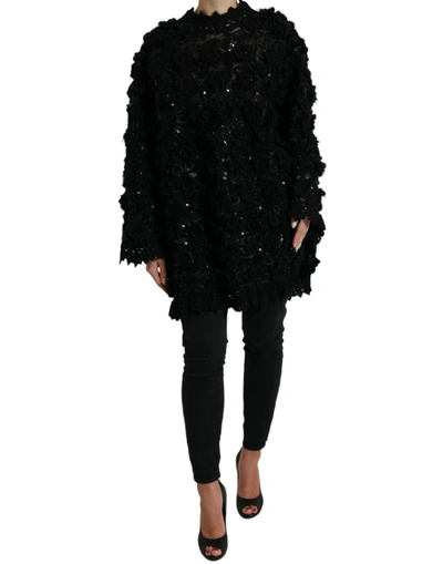 Shop Dolce & Gabbana Black Sequined Embellished Pullover Sweater