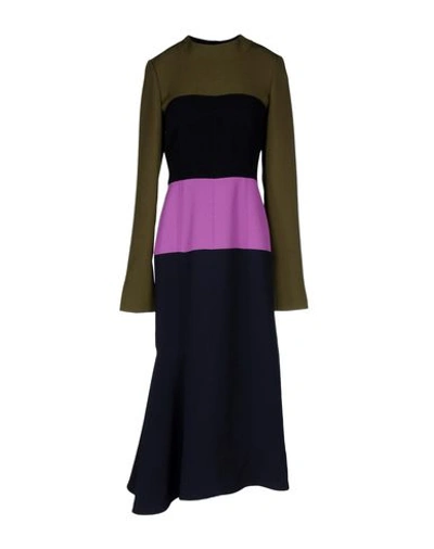 Shop Marni 3/4 Length Dress In Military Green