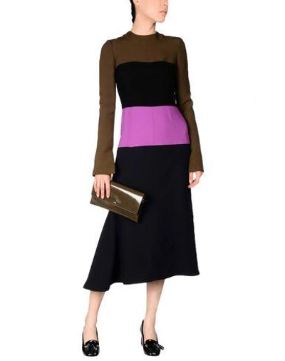 Shop Marni 3/4 Length Dress In Military Green