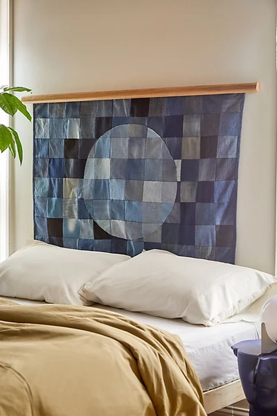 Shop Urban Renewal Remnants Recycled Patchwork Denim Tapestry Headboard In Tinted Denim At Urban Outfitters