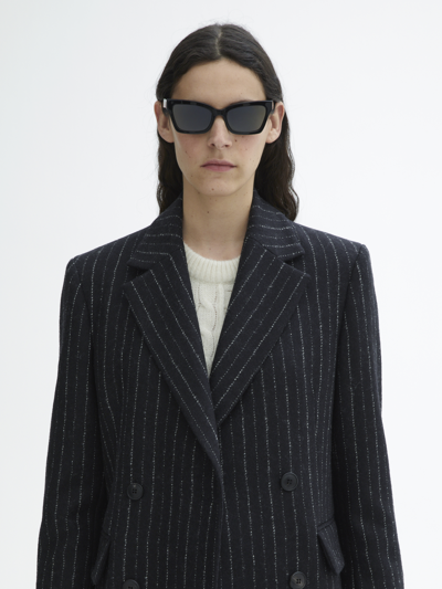 Shop House Of Dagmar Pinstripe Blazer In Black White