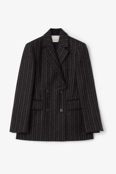 Shop House Of Dagmar Pinstripe Blazer In Black White