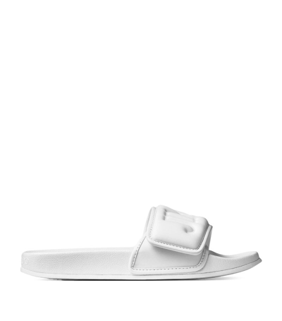 Shop Jimmy Choo Monnogram Fitz Slides In White
