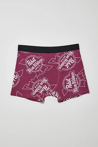 Urban Outfitters Pabst Blue Ribbon Logo Pattern Boxer Brief In Maroon, Men's At  In Maroon