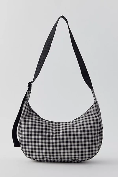 Shop Baggu Medium Nylon Crescent Bag In Black/white Gingham At Urban Outfitters