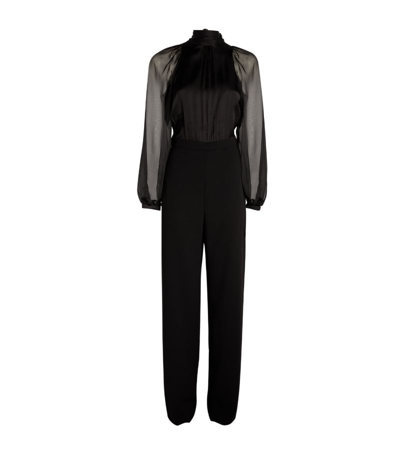 Shop Max & Co Crepe-satin-chiffon Jumpsuit In Black