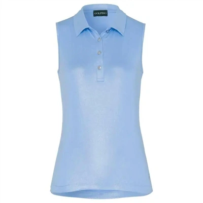 Shop Golfino Women's Silvery Dry Comfort Sleeveless Polo In Metallic Blue