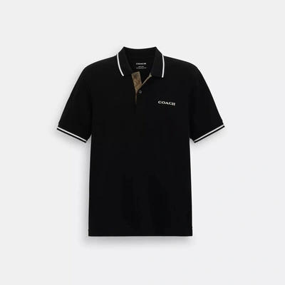 Shop Coach Outlet Signature Polo In Black