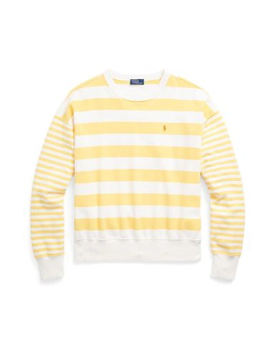 Shop Polo Ralph Lauren Striped Organic Cotton Terry Sweatshirt Woman Sweatshirt Yellow Size L Cotton