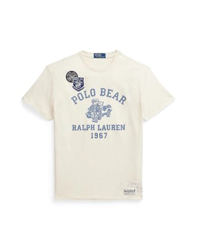 Shop Polo Ralph Lauren Classic Fit Polo Bear Jersey T-shirt Man T-shirt Ivory Size L Cotton In White