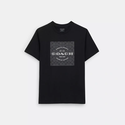 Shop Coach Outlet Signature Square T Shirt In Organic Cotton In Black