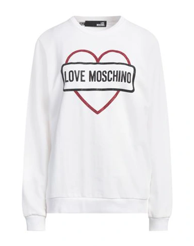 Shop Love Moschino Woman Sweatshirt Ivory Size 8 Cotton In White