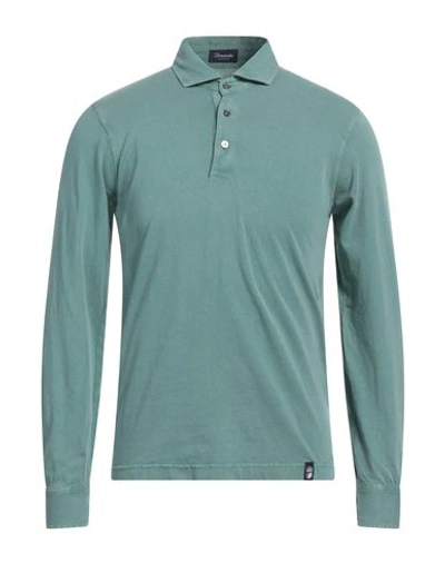 Shop Drumohr Man Polo Shirt Sage Green Size S Cotton
