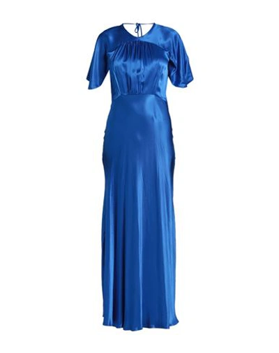 Shop Solotre Woman Maxi Dress Bright Blue Size 4 Viscose