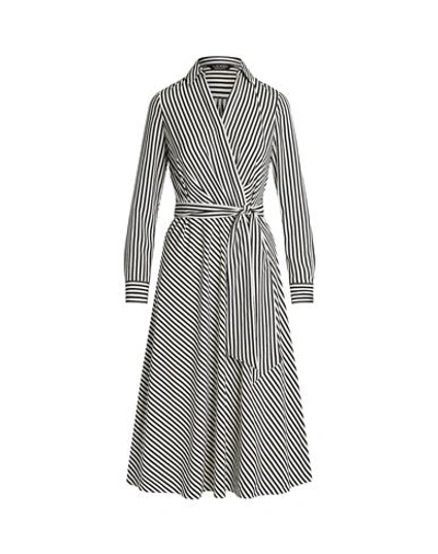 Shop Lauren Ralph Lauren Striped Surplice Crepe Midi Dress Woman Midi Dress Black Size 4 Recycled Polyest