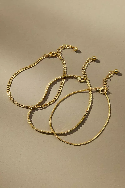 Shop Uncommon James Gilded Chain Bracelets, Set Of 3 In Gold