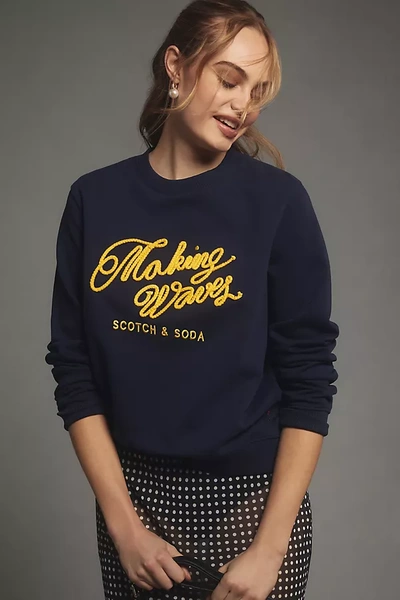 Shop Scotch & Soda Making Waves Sweatshirt In Blue