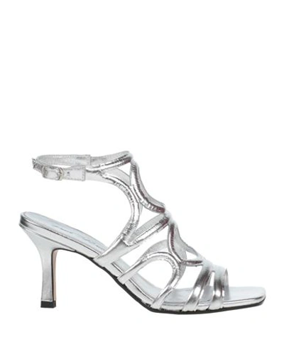 Shop Paolo Mattei Woman Sandals Silver Size 8 Leather