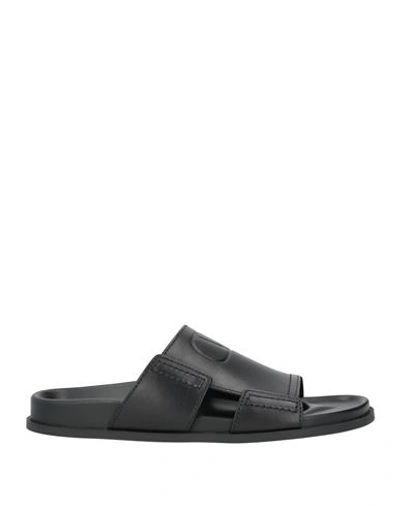 Shop Valentino Garavani Man Sandals Black Size 8 Soft Leather