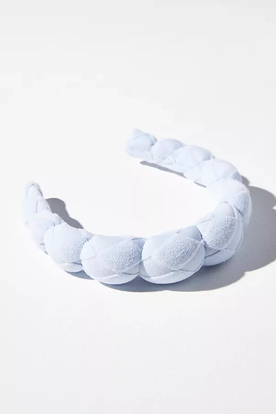 Shop By Anthropologie Terry Checkered Puff Twist Headband In Blue