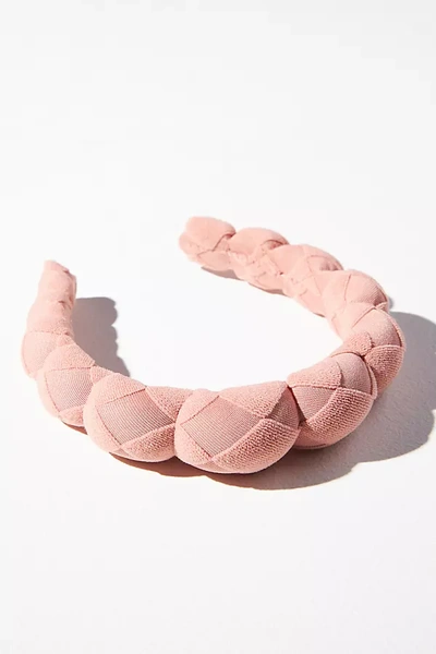 Shop By Anthropologie Terry Checkered Puff Twist Headband In Pink
