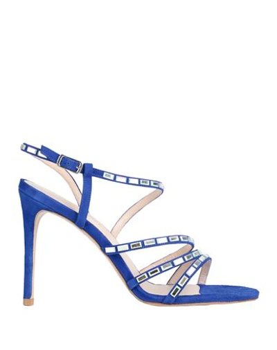 Shop Gianmarco F. Woman Sandals Blue Size 9 Leather