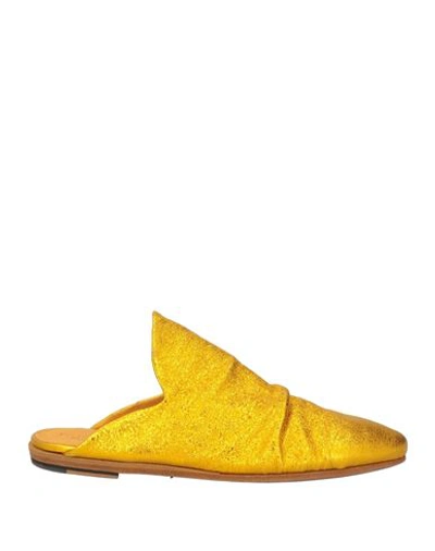 Shop Pantanetti Woman Mules & Clogs Ocher Size 7 Leather In Yellow