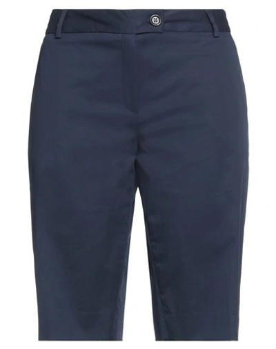 Shop Emisphere Woman Shorts & Bermuda Shorts Navy Blue Size 10 Cotton, Elastane