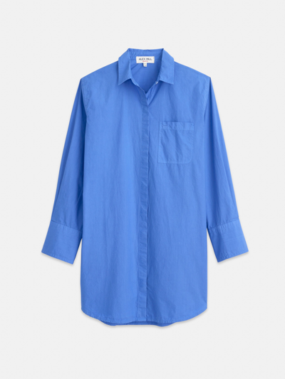 Shop Alex Mill Belle Shirt Dress In Paper Poplin In French Blue