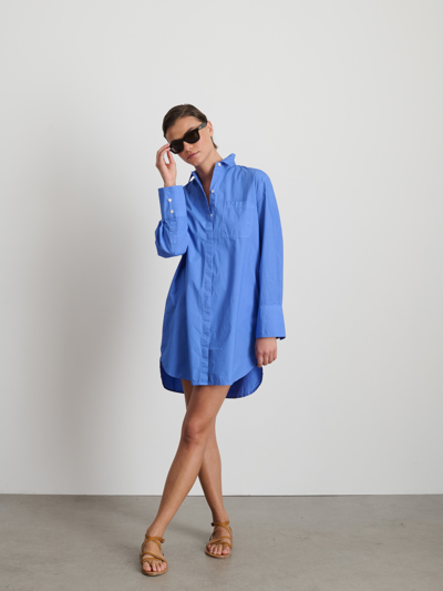 Shop Alex Mill Belle Shirt Dress In Paper Poplin In French Blue