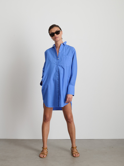 Shop Alex Mill Belle Shirt Dress In Cotton Poplin In French Blue