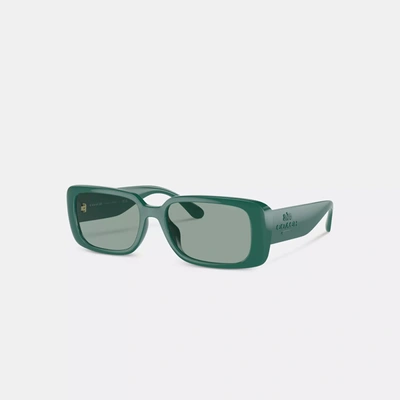 Shop Coach Outlet Narrow Rectangle Sunglasses In Green