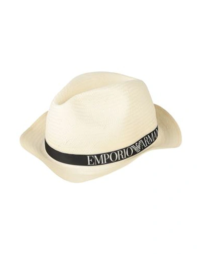 Shop Emporio Armani Woman Hat Ivory Size 7 ½ Paper Yarn, Polyester In White