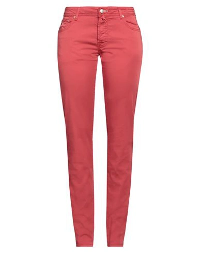 Shop Jacob Cohёn Woman Pants Red Size 30 Cotton, Elastane