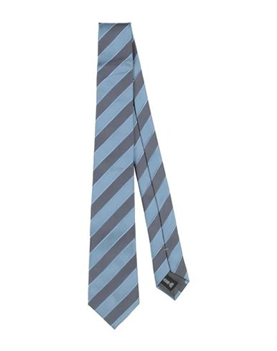 Shop Giorgio Armani Man Ties & Bow Ties Pastel Blue Size - Silk, Cotton