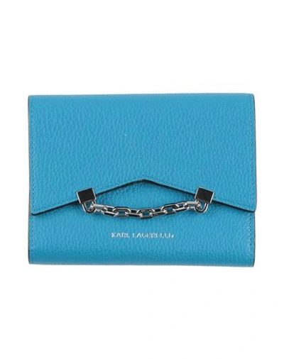 Shop Karl Lagerfeld Woman Wallet Azure Size - Bovine Leather In Blue
