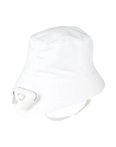 Shop Prada Woman Hat White Size L Recycled Polyamide