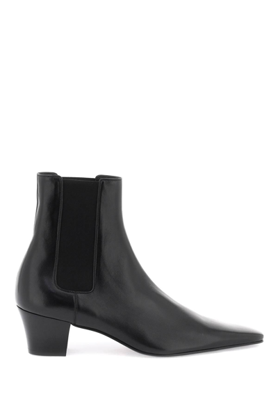 Shop Saint Laurent "shiny Leather Chelsea Rainer Ankle In Black