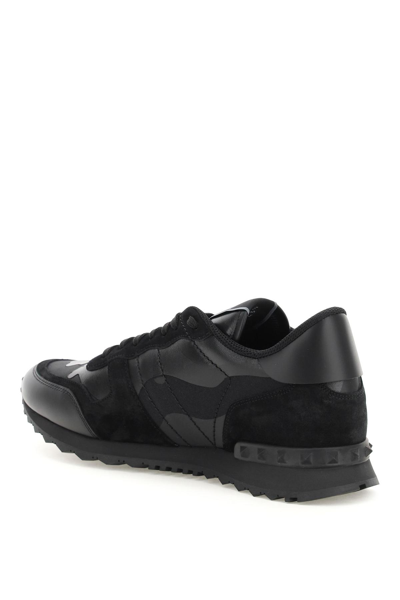 Shop Valentino Camouflage Rockrunner Sneakers In Black