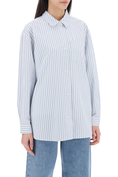 Shop Skall Studio Edgar Shirt With Pocket Detail In White,light Blue