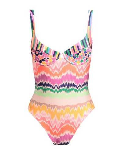Shop Me Fui Woman One-piece Swimsuit Apricot Size S Polyester, Elastane In Orange