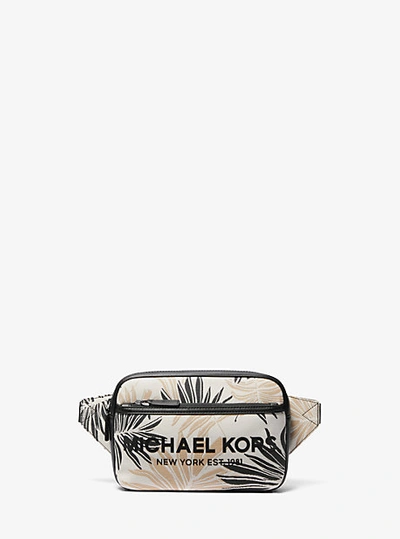Shop Michael Kors Cooper Slim Palm Jacquard Belt Bag In Black