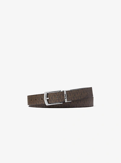 Shop Michael Kors Reversible Signature Logo Belt In Brown