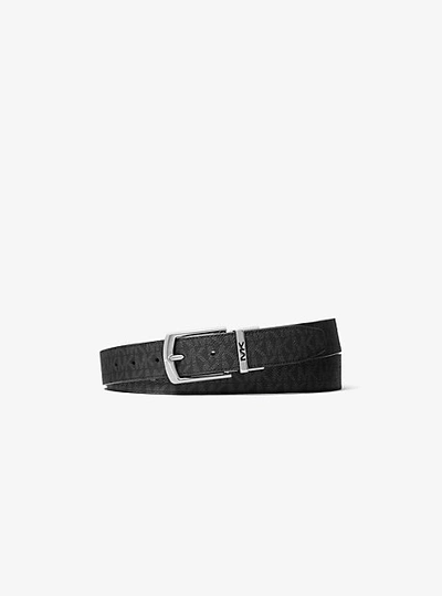 Shop Michael Kors Reversible Signature Logo Belt In Black